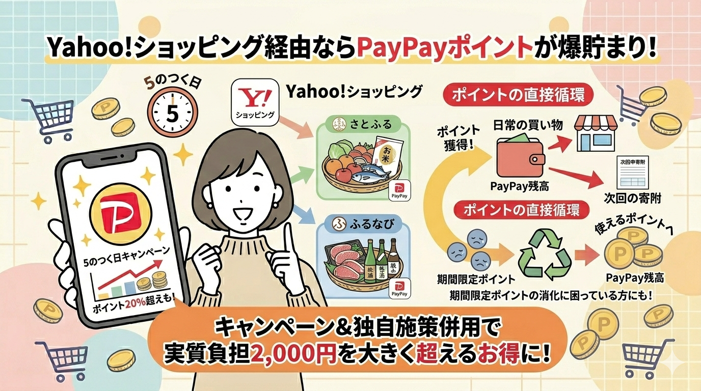 PayPayポイントを最大化！Yahoo!ショッピング経由の最強ルートの図解