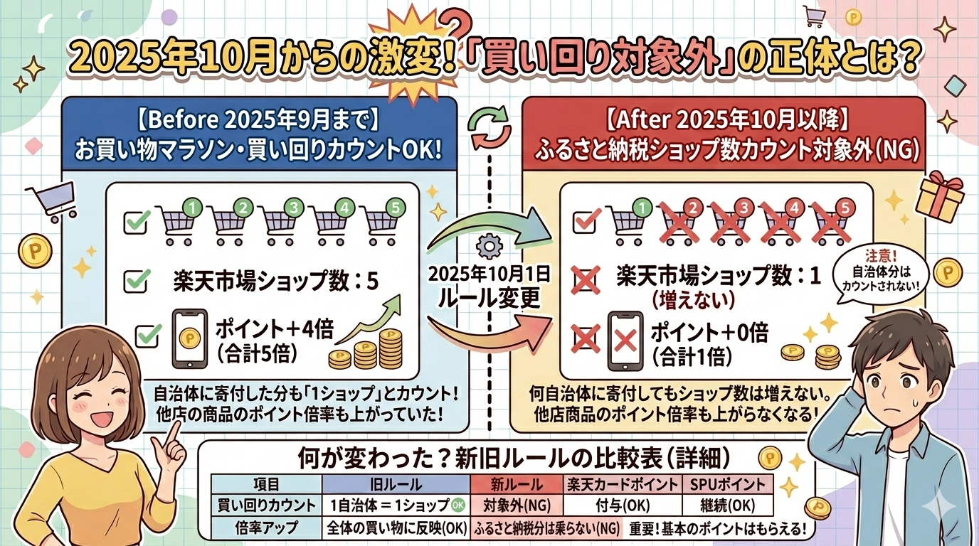 ふるさと納税　買い回り対象外　の図解