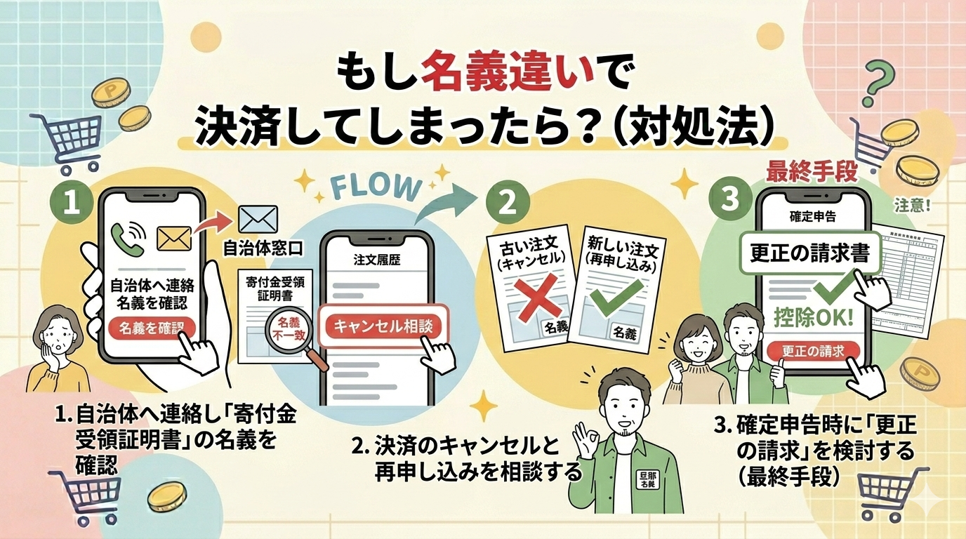 ふるさと納税をカードの名義違いで決済した場合の対処法の図解